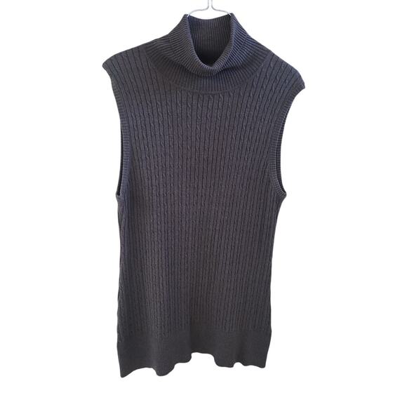Shu Shu Gray Turtleneck Sleeveless Knit Top - XL - Picture 1 of 6